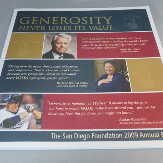 A poster with the words generosity never loses its value.