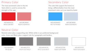 A color chart showing the different colors of paint.