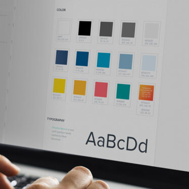 A person is looking at the color chart on their computer screen.