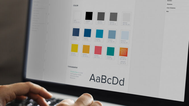 A person is looking at the color chart on their computer screen.
