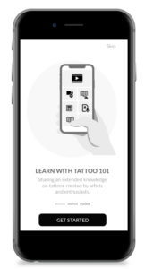 A phone with an image of tattoos on it.