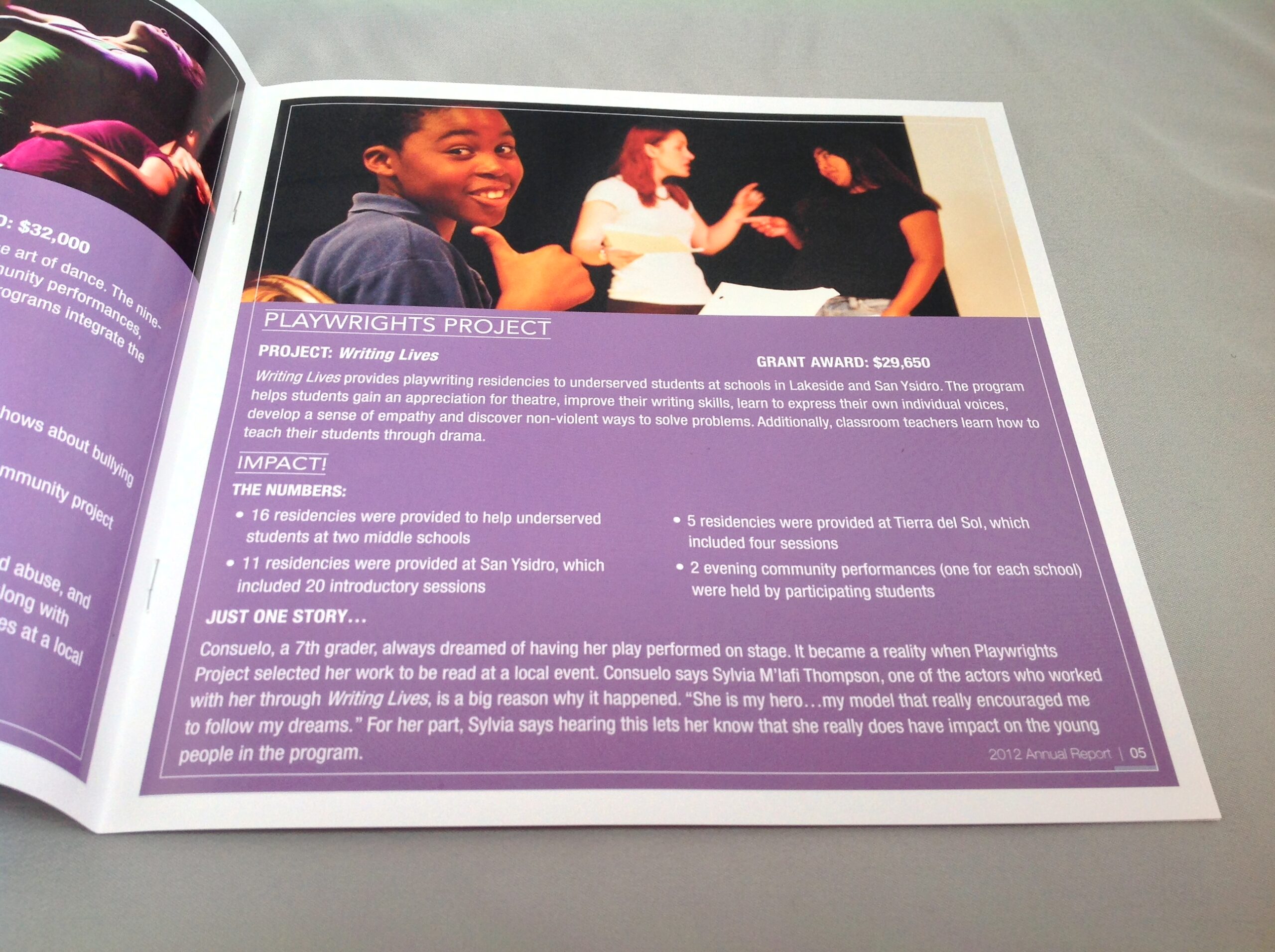 A purple and white brochure with instructions for an event.