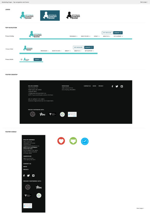 UI Kit Greater DC Diaper Bank website