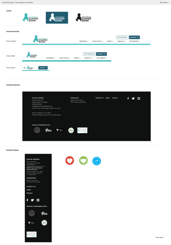 UI Kit Greater DC Diaper Bank website