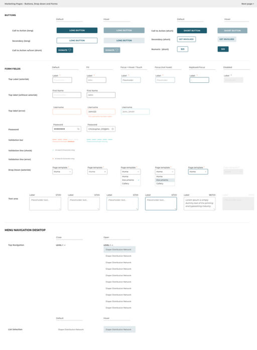 Typography and elements for design system