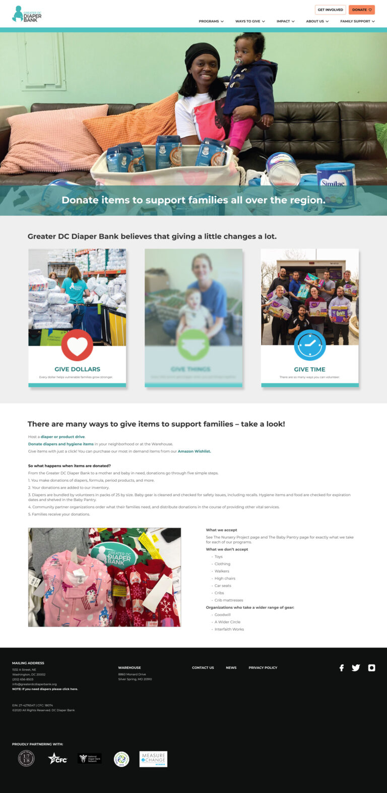 Donate page desktop design of new design for the GDCDB