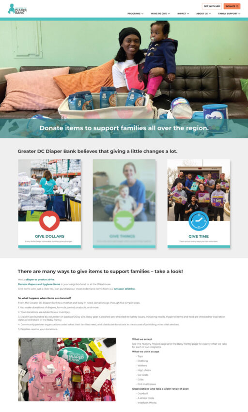 Donate page desktop design of new design for the GDCDB