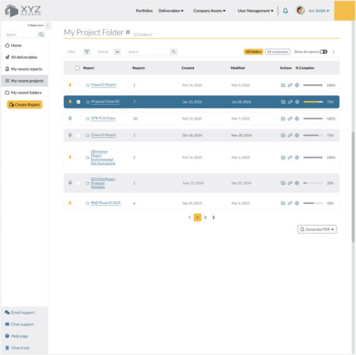 New design for folder project section